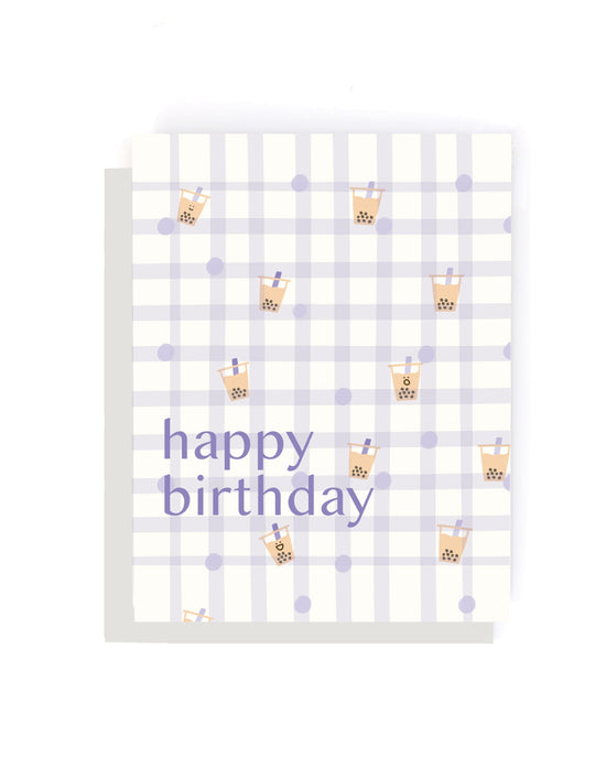 Boba Purple Picnic Birthday Card