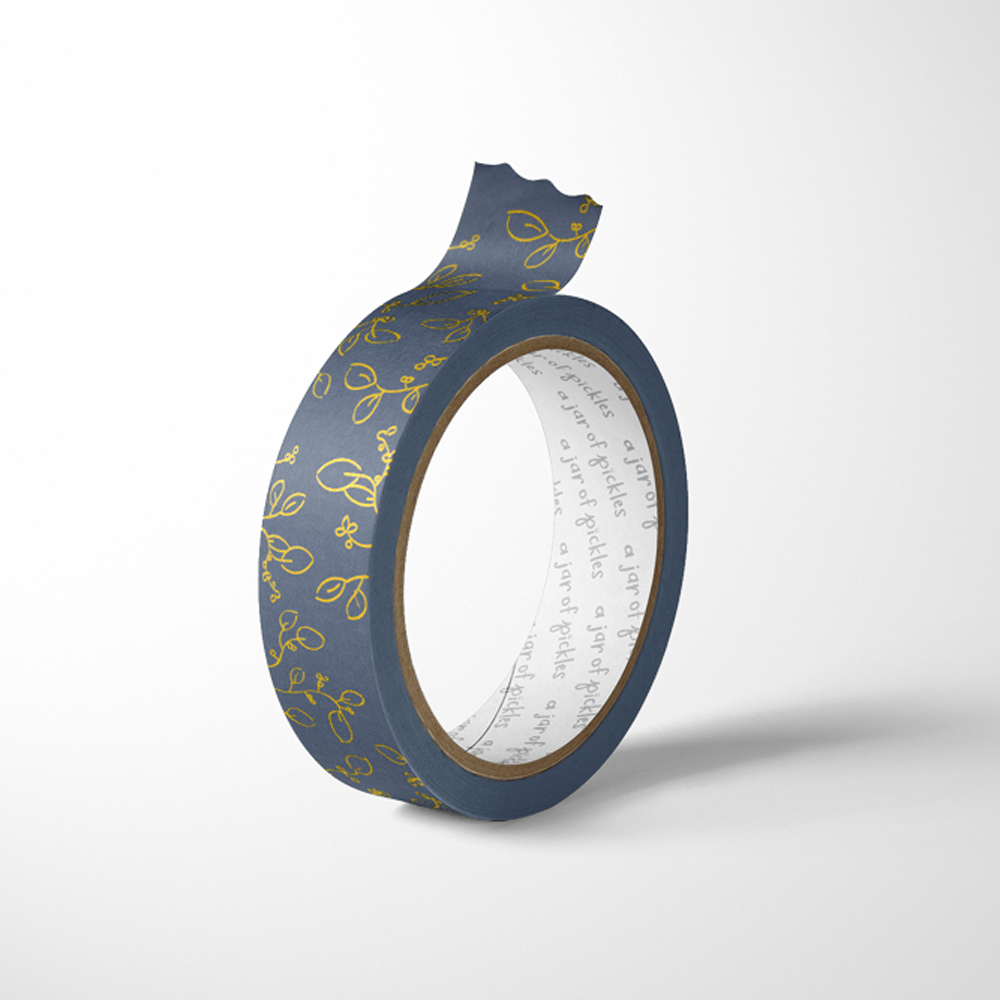 Load image into Gallery viewer, Navy Blue Gold Foil Floral Washi Tape
