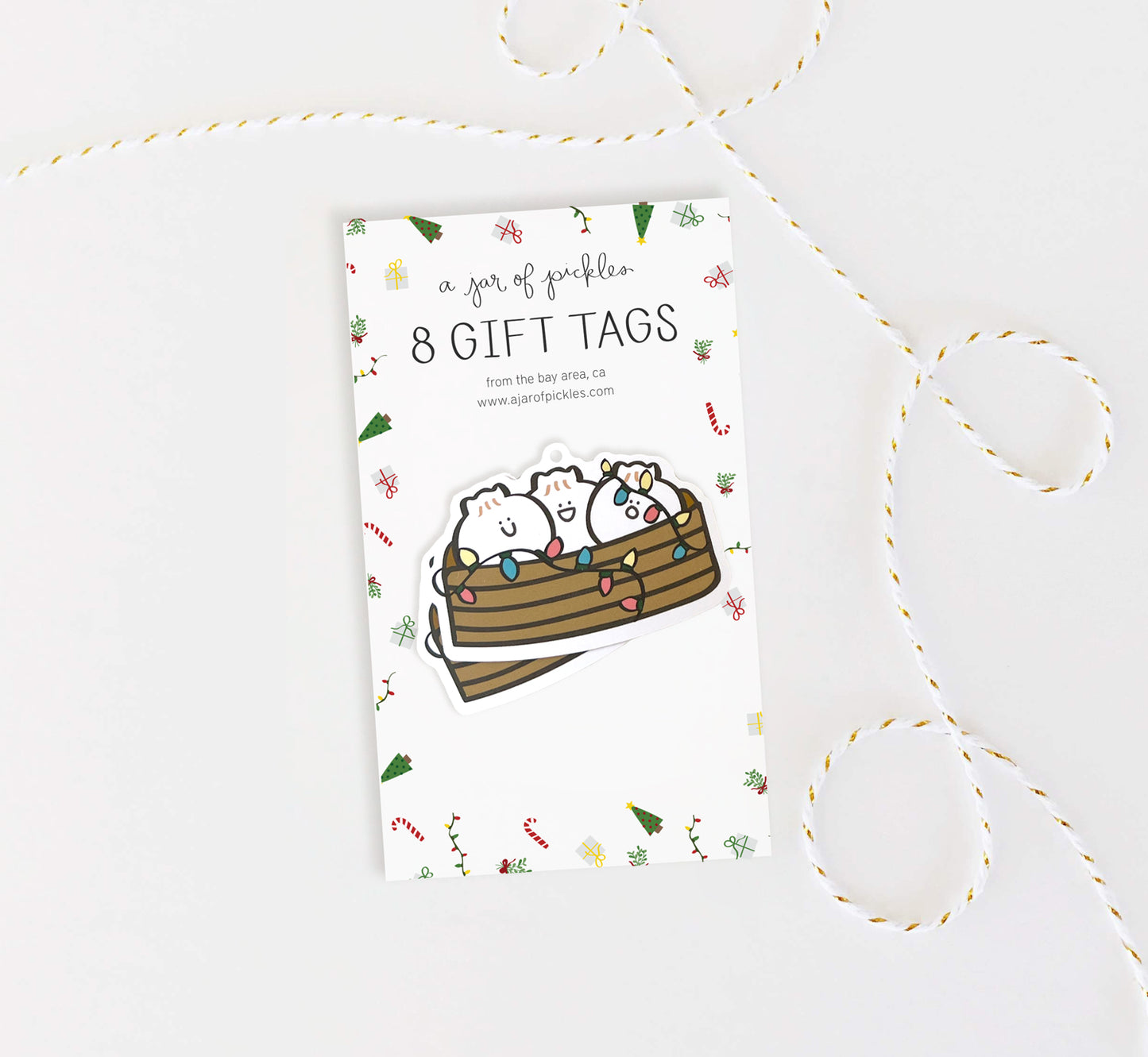 Load image into Gallery viewer, Bao Dumpling Basket Holiday Gift Tags
