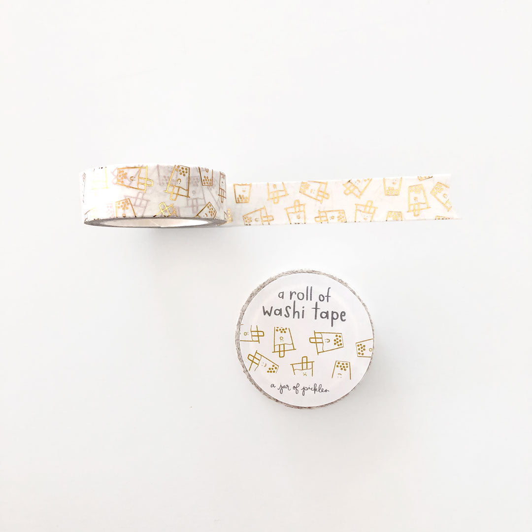 Load image into Gallery viewer, Boba Washi Tape w Gold Foil
