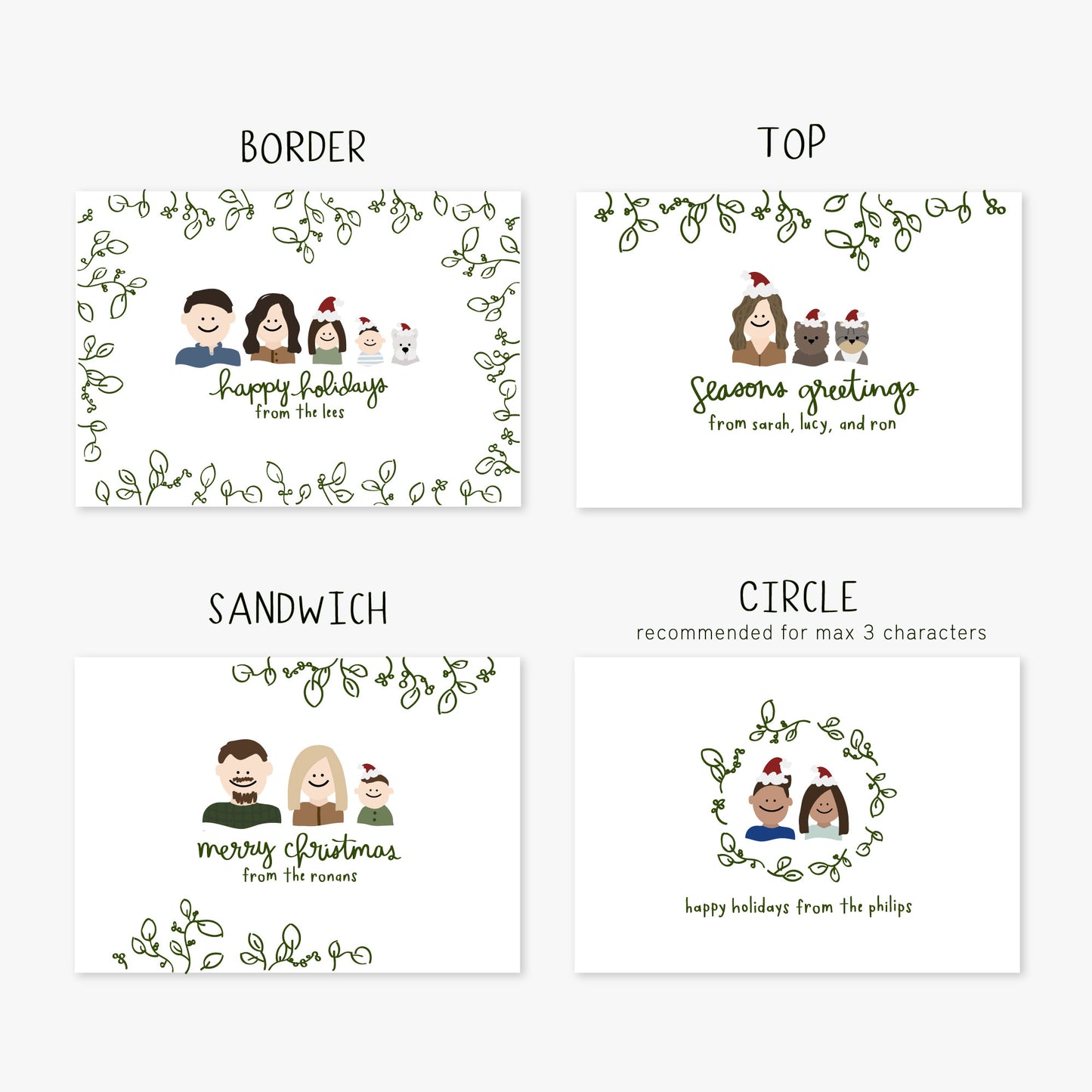 Custom Holiday Stationery: Family Portrait Cards (Foilage)