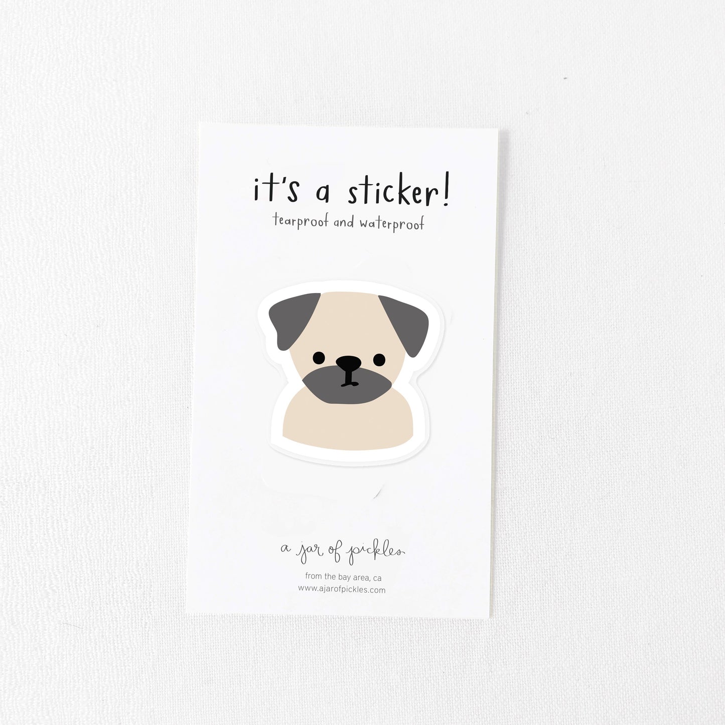 Pug Dog Vinyl Sticker A Jar of Pickles