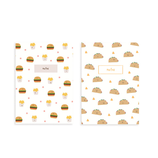 Burger Taco Pocket Notebook Set of 2